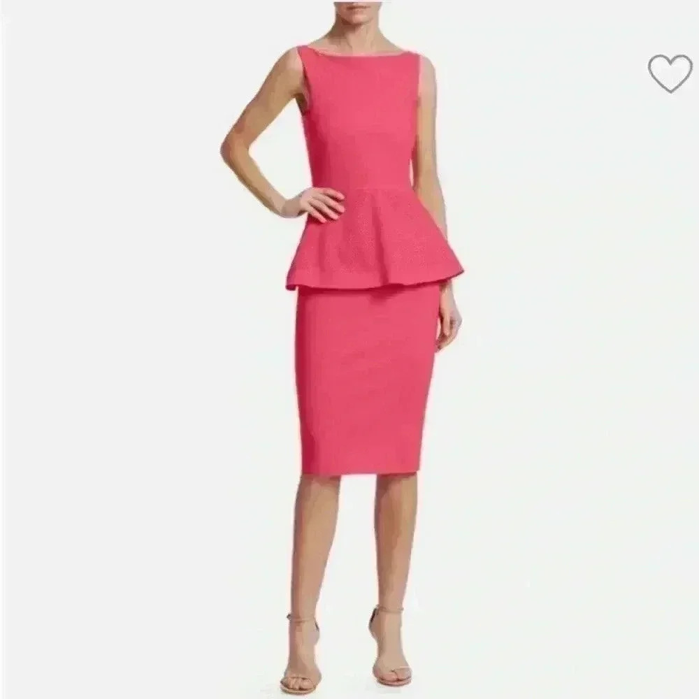 Chiari Boni La Petite Robe Peplum Laser Cut Dress | Pink‎ Peach | SZ 8